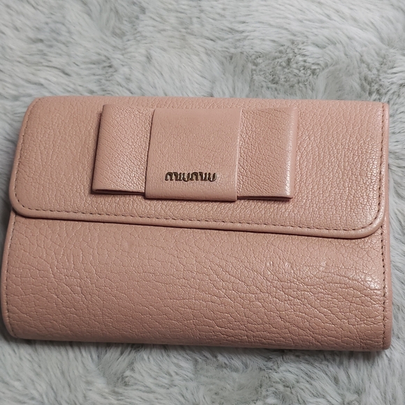 Miu Miu Handbags - **Authentic**Miu Miu Trifold Wallet Madras Fiocco Orchidea - Very Good Condition